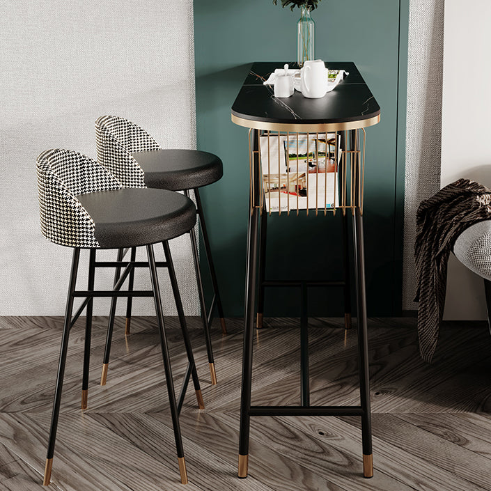 Glam Marble Counter Table with Specialty Table Top Trestle Table - 42" H 55.1"L x 15.7"W x 41.3"H Gold-Black Without Chairs Clearhalo 'Bar Furniture' 'Bar Tables' 'bar_tables' 'furn' 'furn_bar_tables' 'Furniture' 'furniture_bar_tables' 'Kitchen & Dining Furniture' 4504304