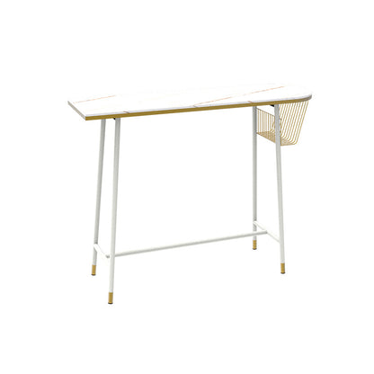 Glam Marble Counter Table with Specialty Table Top Trestle Table - 42" H 47.2"L x 15.7"W x 41.3"H White-Gold Without Chairs Clearhalo 'Bar Furniture' 'Bar Tables' 'bar_tables' 'furn' 'furn_bar_tables' 'Furniture' 'furniture_bar_tables' 'Kitchen & Dining Furniture' 4504305