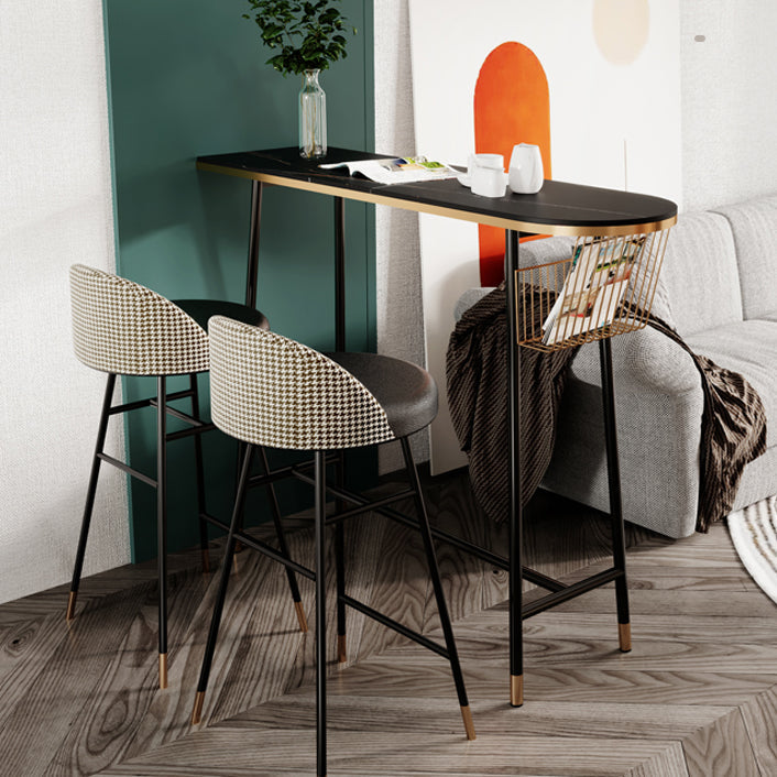 Glam Marble Counter Table with Specialty Table Top Trestle Table - 42" H Clearhalo 'Bar Furniture' 'Bar Tables' 'bar_tables' 'furn' 'furn_bar_tables' 'Furniture' 'furniture_bar_tables' 'Kitchen & Dining Furniture' 4504309