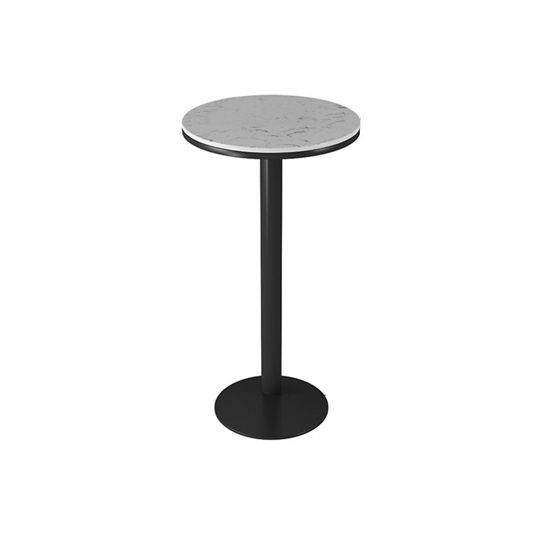 Glam White Marble Counter Table with Round Table Top Pedestal Table - 42" H 27.6"L x 27.6"W x 41.3"H Black Without Chairs Clearhalo 'Bar Furniture' 'Bar Tables' 'bar_tables' 'furn' 'furn_bar_tables' 'Furniture' 'furniture_bar_tables' 'Kitchen & Dining Furniture' 4504317