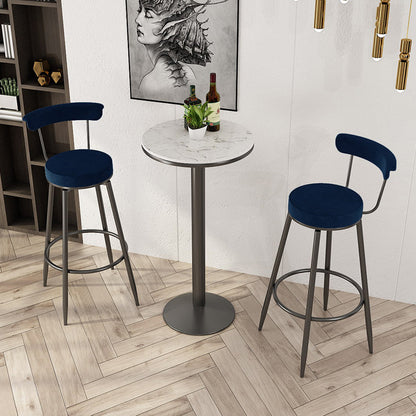 Glam White Marble Counter Table with Round Table Top Pedestal Table - 42" H 21.7"L x 21.7"W x 41.3"H Black Without Chairs Clearhalo 'Bar Furniture' 'Bar Tables' 'bar_tables' 'furn' 'furn_bar_tables' 'Furniture' 'furniture_bar_tables' 'Kitchen & Dining Furniture' 4504318