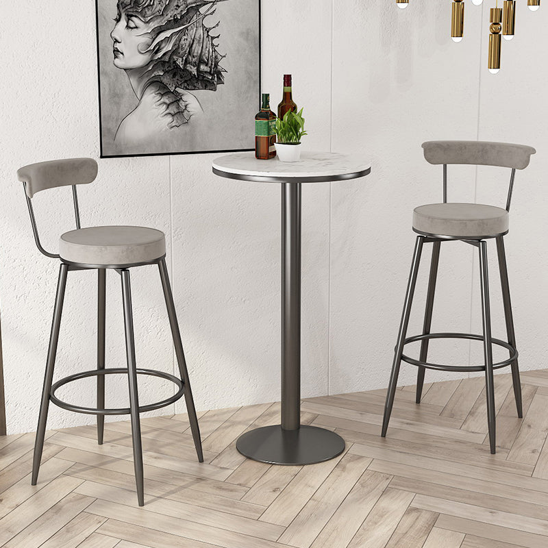 Glam White Marble Counter Table with Round Table Top Pedestal Table - 42" H 23.6"L x 23.6"W x 41.3"H Black Without Chairs Clearhalo 'Bar Furniture' 'Bar Tables' 'bar_tables' 'furn' 'furn_bar_tables' 'Furniture' 'furniture_bar_tables' 'Kitchen & Dining Furniture' 4504320
