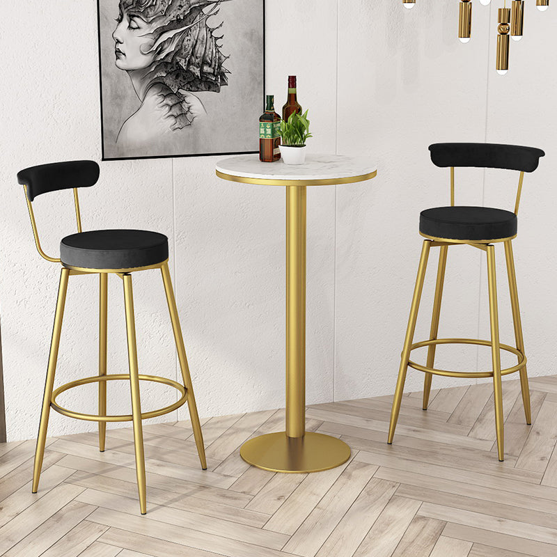 Glam White Marble Counter Table with Round Table Top Pedestal Table - 42" H Clearhalo 'Bar Furniture' 'Bar Tables' 'bar_tables' 'furn' 'furn_bar_tables' 'Furniture' 'furniture_bar_tables' 'Kitchen & Dining Furniture' 4504324