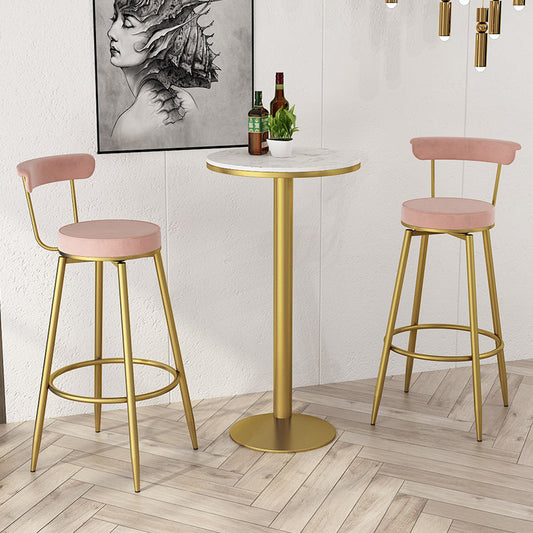 Glam White Marble Counter Table with Round Table Top Pedestal Table - 42" H Clearhalo 'Bar Furniture' 'Bar Tables' 'bar_tables' 'furn' 'furn_bar_tables' 'Furniture' 'furniture_bar_tables' 'Kitchen & Dining Furniture' 4504325