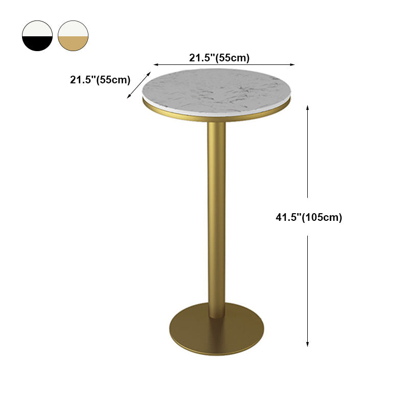 Glam White Marble Counter Table with Round Table Top Pedestal Table - 42" H Clearhalo 'Bar Furniture' 'Bar Tables' 'bar_tables' 'furn' 'furn_bar_tables' 'Furniture' 'furniture_bar_tables' 'Kitchen & Dining Furniture' 4504326