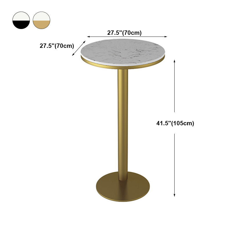 Glam White Marble Counter Table with Round Table Top Pedestal Table - 42" H Clearhalo 'Bar Furniture' 'Bar Tables' 'bar_tables' 'furn' 'furn_bar_tables' 'Furniture' 'furniture_bar_tables' 'Kitchen & Dining Furniture' 4504328