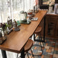 Brown Modern Style Bar Table Solid Wood and Iron Kitchen Bar Table 94.5"L x 17.7"W x 41.3"H Without Chairs Clearhalo 'Bar Furniture' 'Bar Tables' 'bar_tables' 'furn' 'furn_bar_tables' 'Furniture' 'furniture_bar_tables' 'Kitchen & Dining Furniture' 4504330