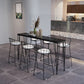 Modern Marble Bar Table with Rectangle Table Top Black Legs Table - 42" H Black Without Chairs Clearhalo 'Bar Furniture' 'Bar Tables' 'bar_tables' 'furn' 'furn_bar_tables' 'Furniture' 'furniture_bar_tables' 'Kitchen & Dining Furniture' 4504348