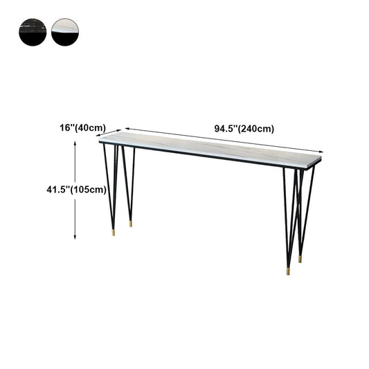 Modern Marble Bar Table with Rectangle Table Top Black Legs Table - 42" H Clearhalo 'Bar Furniture' 'Bar Tables' 'bar_tables' 'furn' 'furn_bar_tables' 'Furniture' 'furniture_bar_tables' 'Kitchen & Dining Furniture' 4504359