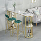 Gold Glam Style Table in Faux Marble Bar Table with Metal Base for Kitchen 70.9"L x 15.7"W x 41.3"H White Without Chairs Clearhalo 'Bar Furniture' 'Bar Tables' 'bar_tables' 'furn' 'furn_bar_tables' 'Furniture' 'furniture_bar_tables' 'Kitchen & Dining Furniture' 4504363