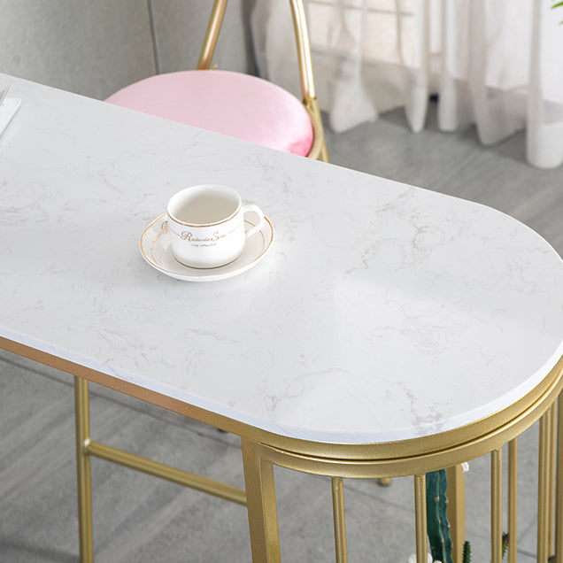 Gold Glam Style Table in Faux Marble Bar Table with Metal Base for Kitchen Clearhalo 'Bar Furniture' 'Bar Tables' 'bar_tables' 'furn' 'furn_bar_tables' 'Furniture' 'furniture_bar_tables' 'Kitchen & Dining Furniture' 4504369