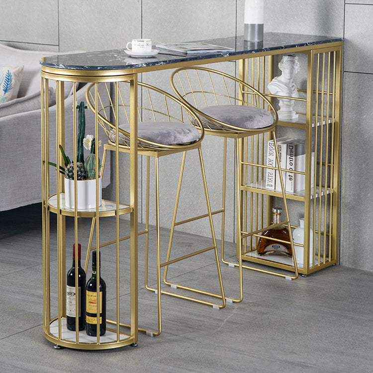 Gold Glam Style Table in Faux Marble Bar Table with Metal Base for Kitchen Clearhalo 'Bar Furniture' 'Bar Tables' 'bar_tables' 'furn' 'furn_bar_tables' 'Furniture' 'furniture_bar_tables' 'Kitchen & Dining Furniture' 4504373
