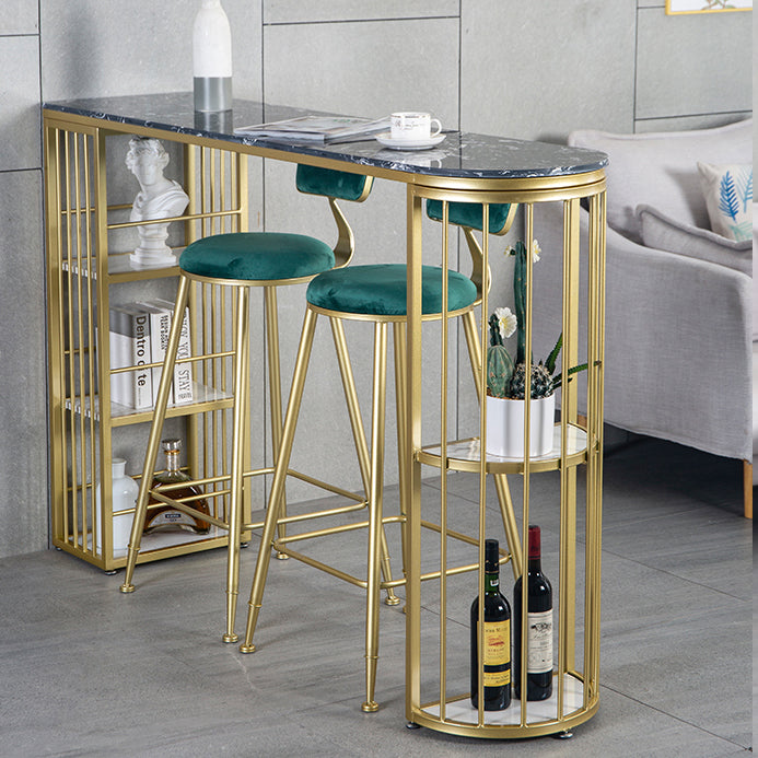 Gold Glam Style Table in Faux Marble Bar Table with Metal Base for Kitchen Clearhalo 'Bar Furniture' 'Bar Tables' 'bar_tables' 'furn' 'furn_bar_tables' 'Furniture' 'furniture_bar_tables' 'Kitchen & Dining Furniture' 4504374