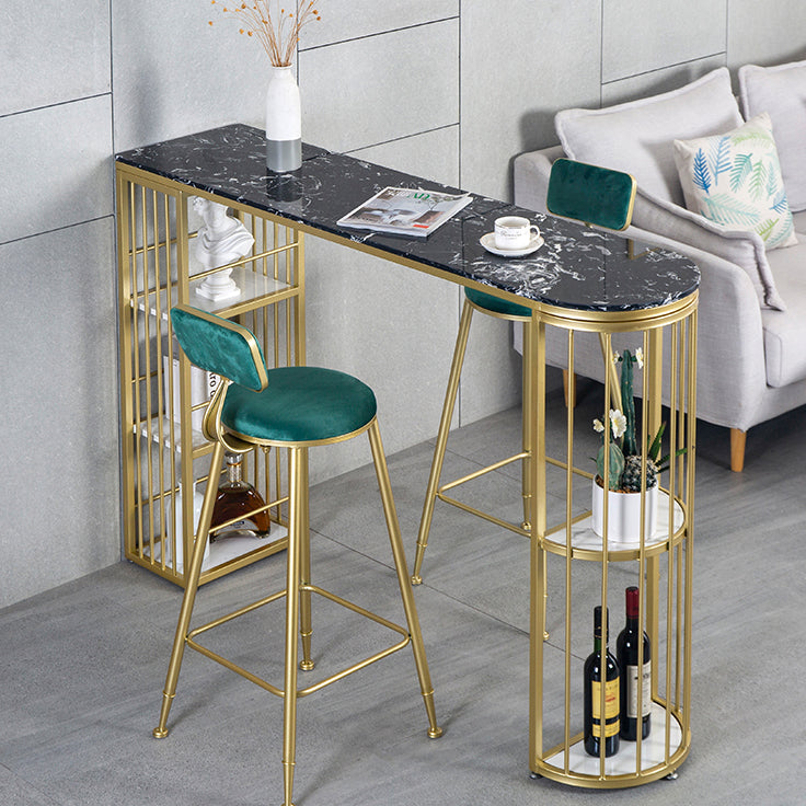 Gold Glam Style Table in Faux Marble Bar Table with Metal Base for Kitchen Clearhalo 'Bar Furniture' 'Bar Tables' 'bar_tables' 'furn' 'furn_bar_tables' 'Furniture' 'furniture_bar_tables' 'Kitchen & Dining Furniture' 4504376