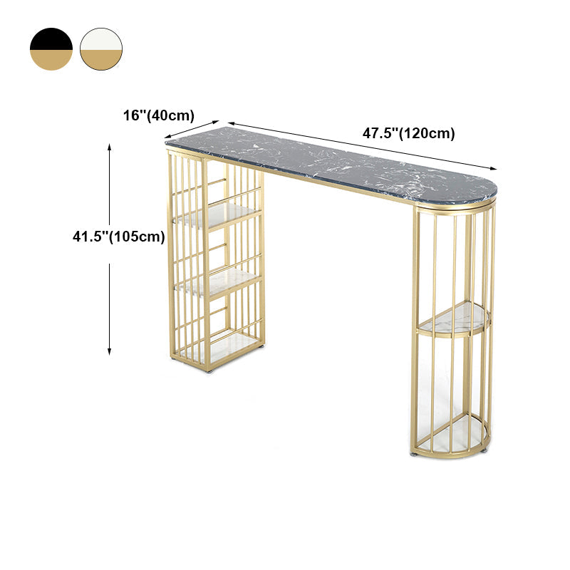 Gold Glam Style Table in Faux Marble Bar Table with Metal Base for Kitchen Clearhalo 'Bar Furniture' 'Bar Tables' 'bar_tables' 'furn' 'furn_bar_tables' 'Furniture' 'furniture_bar_tables' 'Kitchen & Dining Furniture' 4504379