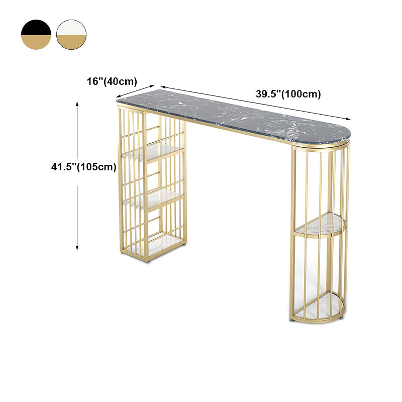 Gold Glam Style Table in Faux Marble Bar Table with Metal Base for Kitchen Clearhalo 'Bar Furniture' 'Bar Tables' 'bar_tables' 'furn' 'furn_bar_tables' 'Furniture' 'furniture_bar_tables' 'Kitchen & Dining Furniture' 4504381