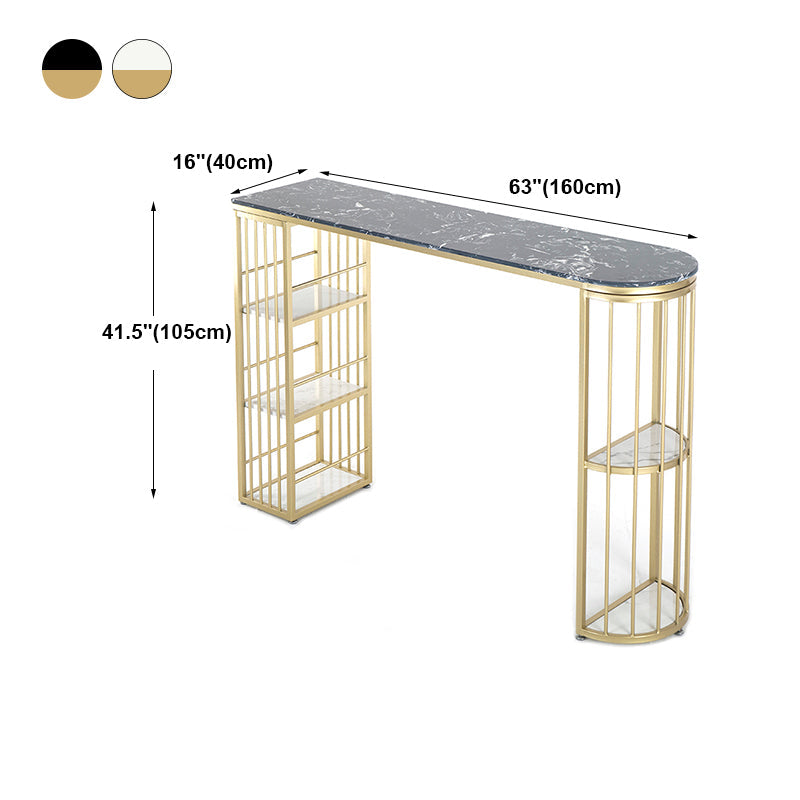 Gold Glam Style Table in Faux Marble Bar Table with Metal Base for Kitchen Clearhalo 'Bar Furniture' 'Bar Tables' 'bar_tables' 'furn' 'furn_bar_tables' 'Furniture' 'furniture_bar_tables' 'Kitchen & Dining Furniture' 4504382
