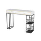 Marble Bar Height Table with Rectangle Table Top Double Pedestal Table - 41.3" H White-Black Without Chairs Clearhalo 'Bar Furniture' 'Bar Tables' 'bar_tables' 'furn' 'furn_bar_tables' 'Furniture' 'furniture_bar_tables' 'Kitchen & Dining Furniture' 4504387