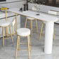 Modern Marble Bar Table with Specialty Table Top Double Pedestal Table- 41.3" H 70.9"L x 15.7"W x 41.3"H White-Gold Without Chairs Clearhalo 'Bar Furniture' 'Bar Tables' 'bar_tables' 'furn' 'furn_bar_tables' 'Furniture' 'furniture_bar_tables' 'Kitchen & Dining Furniture' 4504407