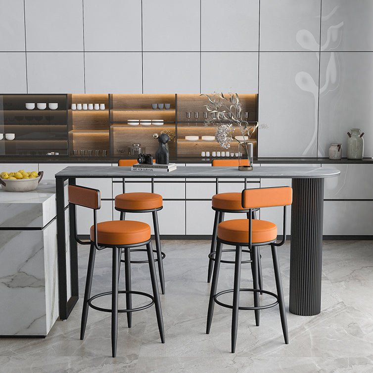 Modern Marble Bar Table with Specialty Table Top Double Pedestal Table- 41.3" H 55.1"L x 15.7"W x 41.3"H Black-Gray Without Chairs Clearhalo 'Bar Furniture' 'Bar Tables' 'bar_tables' 'furn' 'furn_bar_tables' 'Furniture' 'furniture_bar_tables' 'Kitchen & Dining Furniture' 4504409