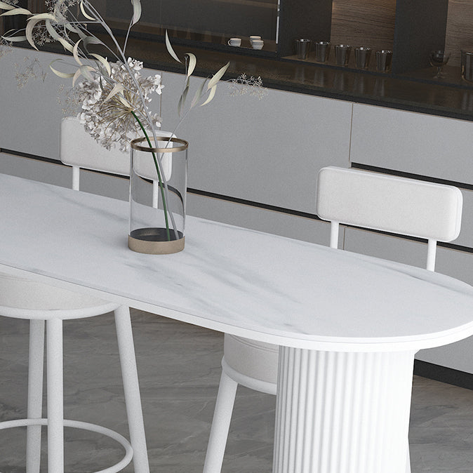 Modern Marble Bar Table with Specialty Table Top Double Pedestal Table- 41.3" H Clearhalo 'Bar Furniture' 'Bar Tables' 'bar_tables' 'furn' 'furn_bar_tables' 'Furniture' 'furniture_bar_tables' 'Kitchen & Dining Furniture' 4504412