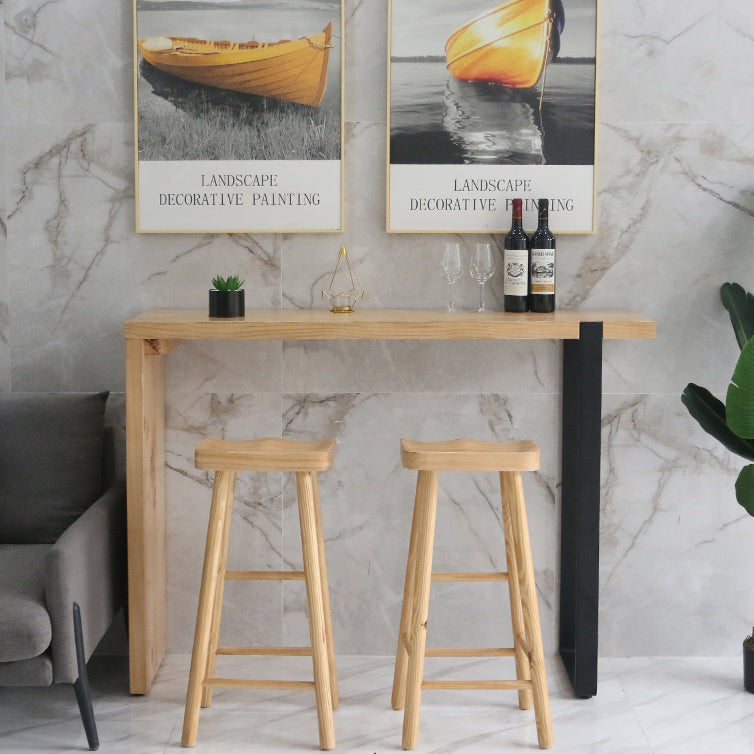Modern Wood Bar Table with Rectangle Table Top Double Pedestal Table - 15.8'' Square Clearhalo 'Bar Furniture' 'Bar Tables' 'bar_tables' 'furn' 'furn_bar_tables' 'Furniture' 'furniture_bar_tables' 'Kitchen & Dining Furniture' 4504430
