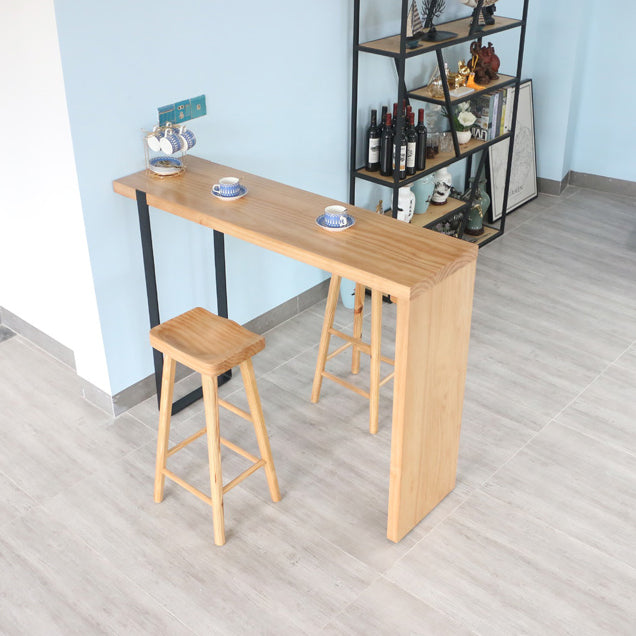Modern Wood Bar Table with Rectangle Table Top Double Pedestal Table - 15.8'' Square Clearhalo 'Bar Furniture' 'Bar Tables' 'bar_tables' 'furn' 'furn_bar_tables' 'Furniture' 'furniture_bar_tables' 'Kitchen & Dining Furniture' 4504431
