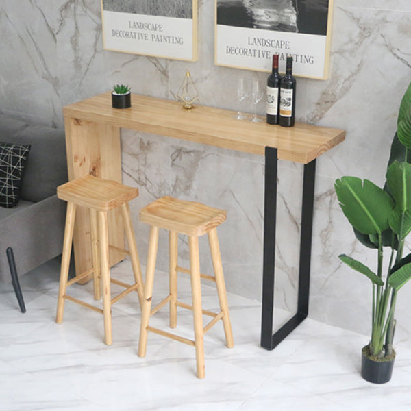 Modern Wood Bar Table with Rectangle Table Top Double Pedestal Table - 15.8'' Square Clearhalo 'Bar Furniture' 'Bar Tables' 'bar_tables' 'furn' 'furn_bar_tables' 'Furniture' 'furniture_bar_tables' 'Kitchen & Dining Furniture' 4504432