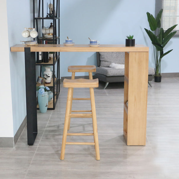 Modern Wood Bar Table with Rectangle Table Top Double Pedestal Table - 15.8'' Square Clearhalo 'Bar Furniture' 'Bar Tables' 'bar_tables' 'furn' 'furn_bar_tables' 'Furniture' 'furniture_bar_tables' 'Kitchen & Dining Furniture' 4504435