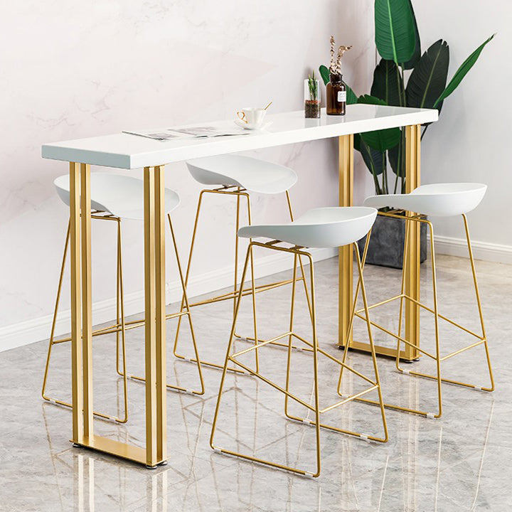 Glam Wood Counter Table with Rectangle Table Top Sled Table - 41.3" H Clearhalo 'Bar Furniture' 'Bar Tables' 'bar_tables' 'furn' 'furn_bar_tables' 'Furniture' 'furniture_bar_tables' 'Kitchen & Dining Furniture' 4504451