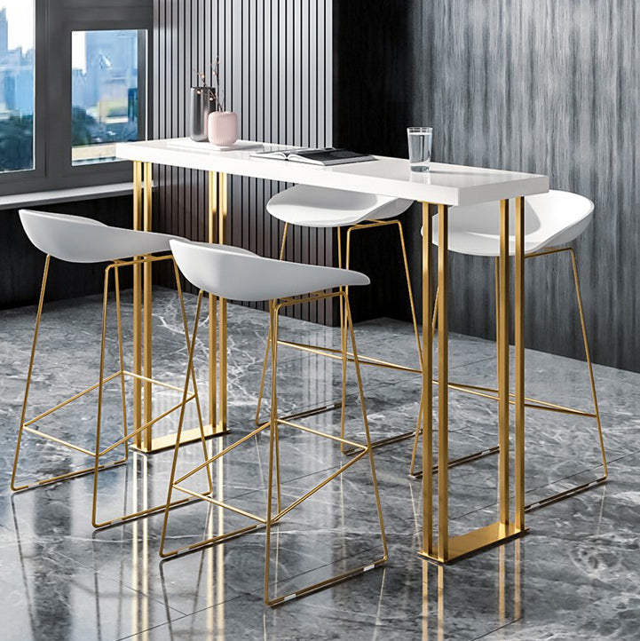 Glam Wood Counter Table with Rectangle Table Top Sled Table - 41.3" H Clearhalo 'Bar Furniture' 'Bar Tables' 'bar_tables' 'furn' 'furn_bar_tables' 'Furniture' 'furniture_bar_tables' 'Kitchen & Dining Furniture' 4504452