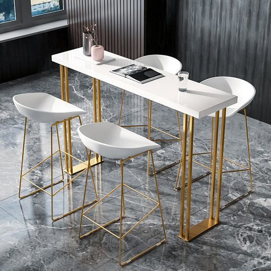 Glam Wood Counter Table with Rectangle Table Top Sled Table - 41.3" H Clearhalo 'Bar Furniture' 'Bar Tables' 'bar_tables' 'furn' 'furn_bar_tables' 'Furniture' 'furniture_bar_tables' 'Kitchen & Dining Furniture' 4504455