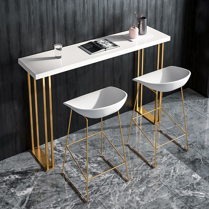 Glam Wood Counter Table with Rectangle Table Top Sled Table - 41.3" H Clearhalo 'Bar Furniture' 'Bar Tables' 'bar_tables' 'furn' 'furn_bar_tables' 'Furniture' 'furniture_bar_tables' 'Kitchen & Dining Furniture' 4504456