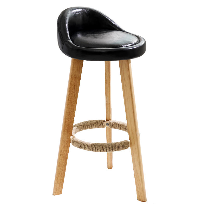 Scandinavia Style Bar-stool Wooden Legs Round Seat with Low Back Barstool Black 1 Piece Clearhalo 'Bar Furniture' 'Bar Stools' 'bar_stools' 'furn' 'furn_bar_stools' 'furniture_bar_stools' 'Kitchen & Dining Furniture' 'kitchen&dining_furn' 'kitchen' 'kitchen_furn' Furniture' 4507431