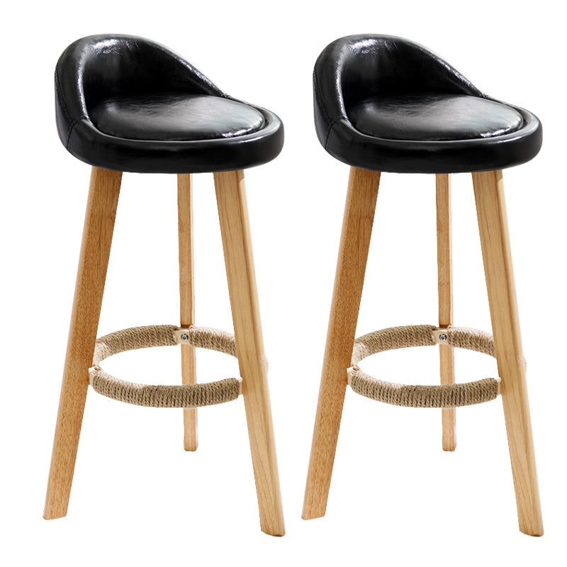 Scandinavia Style Bar-stool Wooden Legs Round Seat with Low Back Barstool Black 2 Piece Set Clearhalo 'Bar Furniture' 'Bar Stools' 'bar_stools' 'furn' 'furn_bar_stools' 'furniture_bar_stools' 'Kitchen & Dining Furniture' 'kitchen&dining_furn' 'kitchen' 'kitchen_furn' Furniture' 4507433
