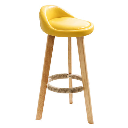 Scandinavia Style Bar-stool Wooden Legs Round Seat with Low Back Barstool Yellow 1 Piece Clearhalo 'Bar Furniture' 'Bar Stools' 'bar_stools' 'furn' 'furn_bar_stools' 'furniture_bar_stools' 'Kitchen & Dining Furniture' 'kitchen&dining_furn' 'kitchen' 'kitchen_furn' Furniture' 4507448