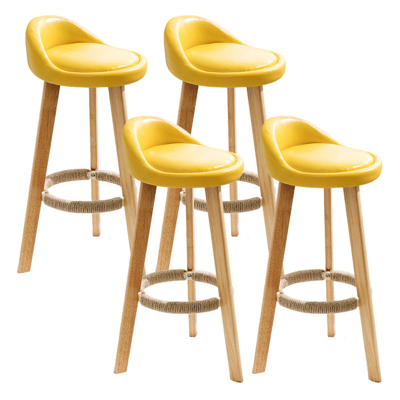 Scandinavia Style Bar-stool Wooden Legs Round Seat with Low Back Barstool Yellow 4 Piece Set Clearhalo 'Bar Furniture' 'Bar Stools' 'bar_stools' 'furn' 'furn_bar_stools' 'furniture_bar_stools' 'Kitchen & Dining Furniture' 'kitchen&dining_furn' 'kitchen' 'kitchen_furn' Furniture' 4507452