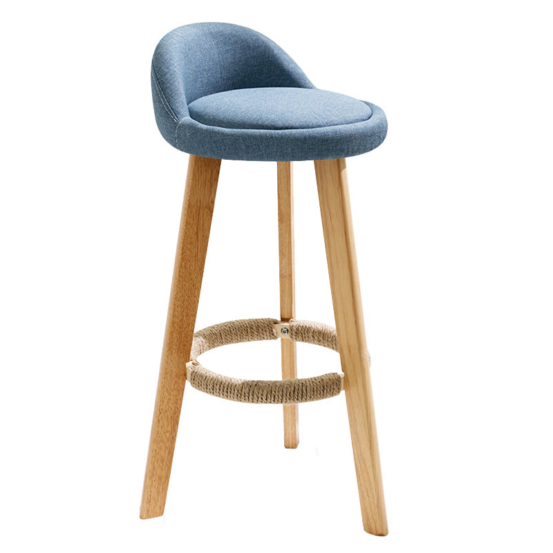 Scandinavia Style Bar-stool Wooden Legs Round Seat with Low Back Barstool Blue 1 Piece Clearhalo 'Bar Furniture' 'Bar Stools' 'bar_stools' 'furn' 'furn_bar_stools' 'furniture_bar_stools' 'Kitchen & Dining Furniture' 'kitchen&dining_furn' 'kitchen' 'kitchen_furn' Furniture' 4507456