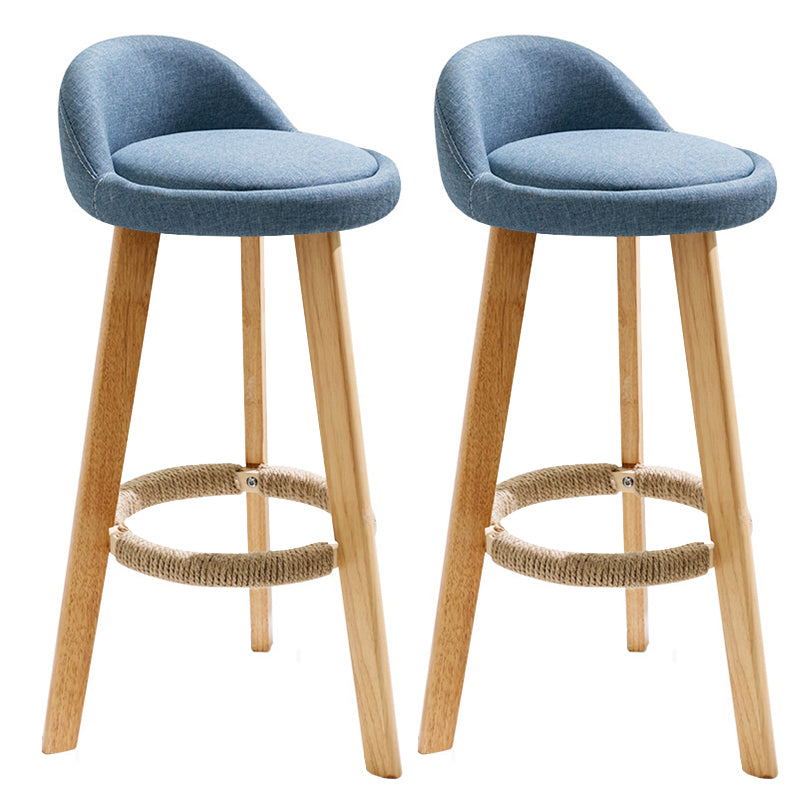 Scandinavia Style Bar-stool Wooden Legs Round Seat with Low Back Barstool Blue 2 Piece Set Clearhalo 'Bar Furniture' 'Bar Stools' 'bar_stools' 'furn' 'furn_bar_stools' 'furniture_bar_stools' 'Kitchen & Dining Furniture' 'kitchen&dining_furn' 'kitchen' 'kitchen_furn' Furniture' 4507457