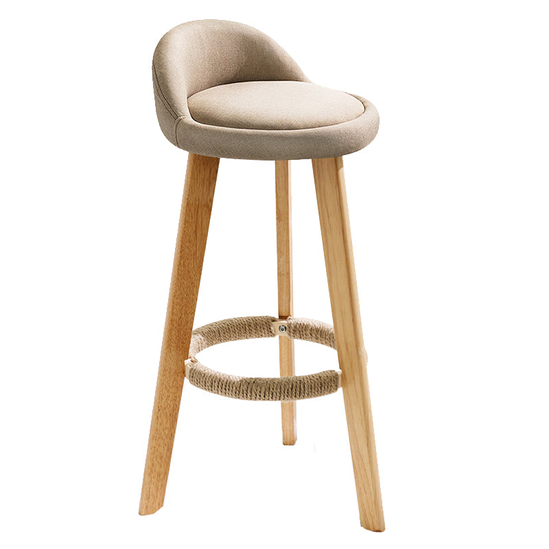 Scandinavia Style Bar-stool Wooden Legs Round Seat with Low Back Barstool Khaki 1 Piece Clearhalo 'Bar Furniture' 'Bar Stools' 'bar_stools' 'furn' 'furn_bar_stools' 'furniture_bar_stools' 'Kitchen & Dining Furniture' 'kitchen&dining_furn' 'kitchen' 'kitchen_furn' Furniture' 4507459