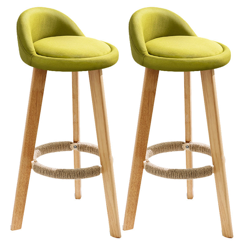 Scandinavia Style Bar-stool Wooden Legs Round Seat with Low Back Barstool Olive Green 2 Piece Set Clearhalo 'Bar Furniture' 'Bar Stools' 'bar_stools' 'furn' 'furn_bar_stools' 'furniture_bar_stools' 'Kitchen & Dining Furniture' 'kitchen&dining_furn' 'kitchen' 'kitchen_furn' Furniture' 4507466