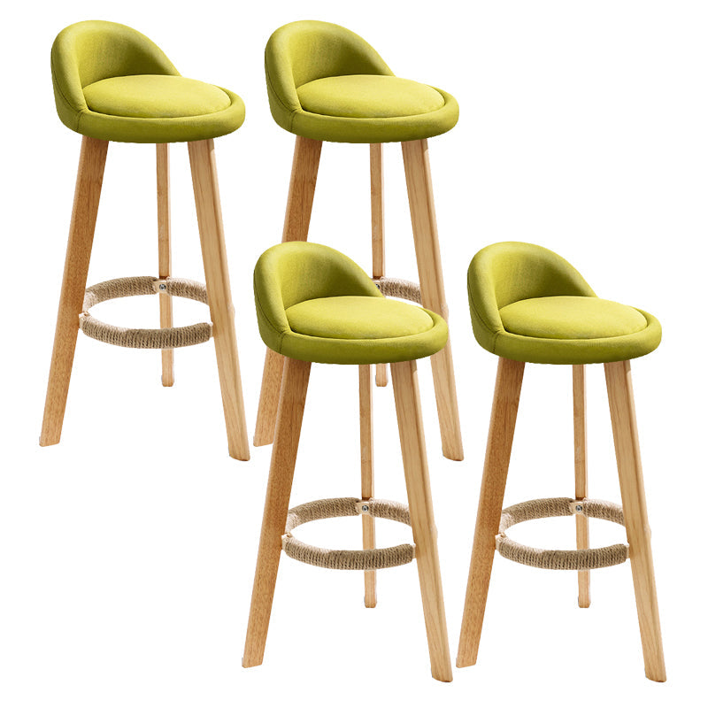 Scandinavia Style Bar-stool Wooden Legs Round Seat with Low Back Barstool Olive Green 4 Piece Set Clearhalo 'Bar Furniture' 'Bar Stools' 'bar_stools' 'furn' 'furn_bar_stools' 'furniture_bar_stools' 'Kitchen & Dining Furniture' 'kitchen&dining_furn' 'kitchen' 'kitchen_furn' Furniture' 4507467