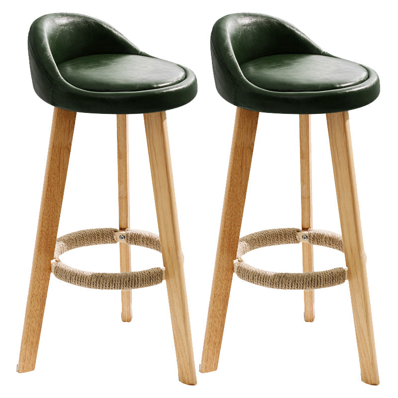 Scandinavia Style Bar-stool Wooden Legs Round Seat with Low Back Barstool Blackish Green 2 Piece Set Clearhalo 'Bar Furniture' 'Bar Stools' 'bar_stools' 'furn' 'furn_bar_stools' 'furniture_bar_stools' 'Kitchen & Dining Furniture' 'kitchen&dining_furn' 'kitchen' 'kitchen_furn' Furniture' 4507469