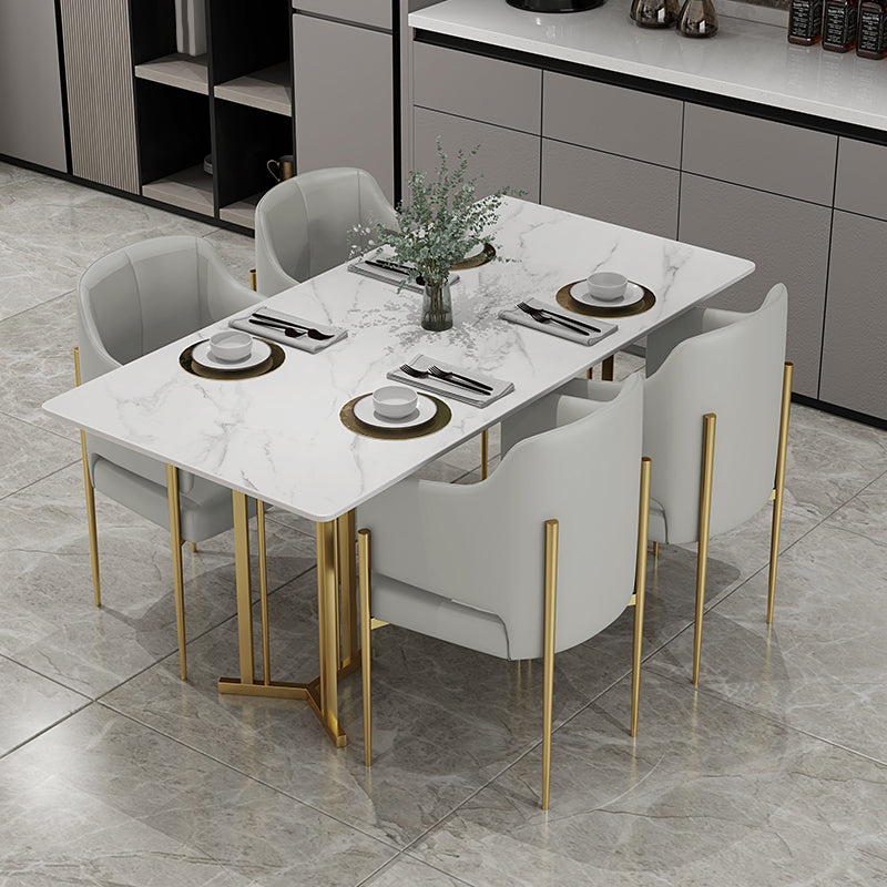 Sintered Stone White Dining Table Traditional Luxury Dining Table with Metal Base Gold 55.1"L x 31.5"W x 29.5"H Without Chairs Clearhalo ' dining_table' 'Dining Tables & Seating' 'Dining Tables' 'furn' 'furn_dining_table' 'Furniture' 'furniture_dining_table' 'Kitchen & Dining Furniture' 'kitchen&dining_furn' 'kitchen' 'kitchen_dining_table' 4510621