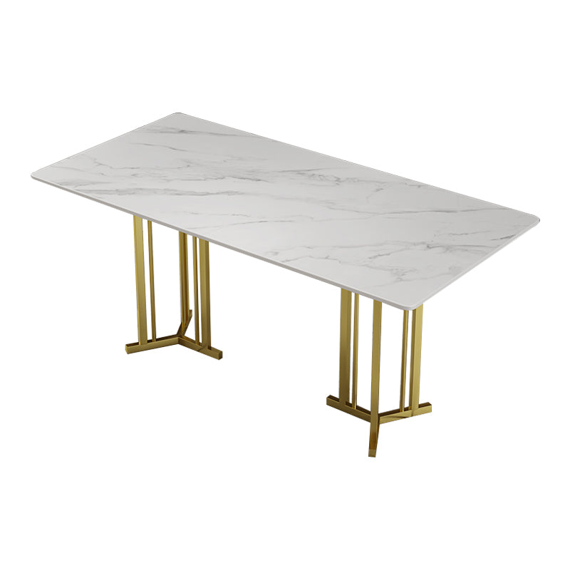 Sintered Stone White Dining Table Traditional Luxury Dining Table with Metal Base Gold Without Chairs Clearhalo ' dining_table' 'Dining Tables & Seating' 'Dining Tables' 'furn' 'furn_dining_table' 'Furniture' 'furniture_dining_table' 'Kitchen & Dining Furniture' 'kitchen&dining_furn' 'kitchen' 'kitchen_dining_table' 4510625
