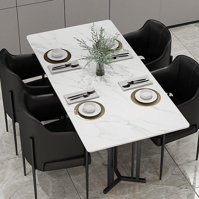 Sintered Stone White Dining Table Traditional Luxury Dining Table with Metal Base Clearhalo ' dining_table' 'Dining Tables & Seating' 'Dining Tables' 'furn' 'furn_dining_table' 'Furniture' 'furniture_dining_table' 'Kitchen & Dining Furniture' 'kitchen&dining_furn' 'kitchen' 'kitchen_dining_table' 4510626