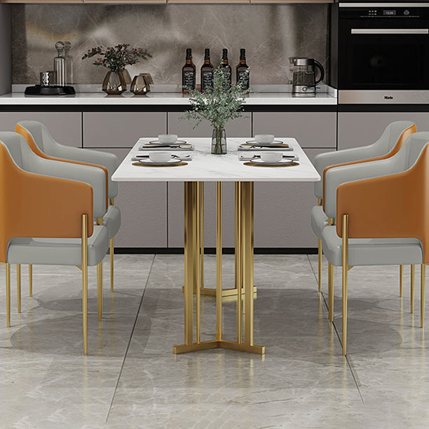 Sintered Stone White Dining Table Traditional Luxury Dining Table with Metal Base Clearhalo ' dining_table' 'Dining Tables & Seating' 'Dining Tables' 'furn' 'furn_dining_table' 'Furniture' 'furniture_dining_table' 'Kitchen & Dining Furniture' 'kitchen&dining_furn' 'kitchen' 'kitchen_dining_table' 4510627
