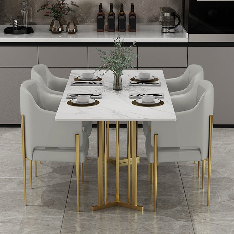 Sintered Stone White Dining Table Traditional Luxury Dining Table with Metal Base Clearhalo ' dining_table' 'Dining Tables & Seating' 'Dining Tables' 'furn' 'furn_dining_table' 'Furniture' 'furniture_dining_table' 'Kitchen & Dining Furniture' 'kitchen&dining_furn' 'kitchen' 'kitchen_dining_table' 4510632
