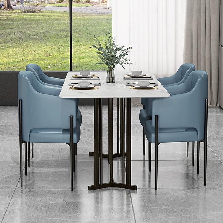 Sintered Stone White Dining Table Traditional Luxury Dining Table with Metal Base Clearhalo ' dining_table' 'Dining Tables & Seating' 'Dining Tables' 'furn' 'furn_dining_table' 'Furniture' 'furniture_dining_table' 'Kitchen & Dining Furniture' 'kitchen&dining_furn' 'kitchen' 'kitchen_dining_table' 4510633