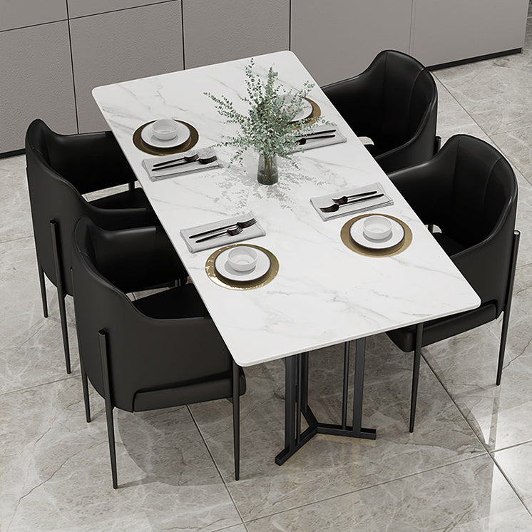 Sintered Stone White Dining Table Traditional Luxury Dining Table with Metal Base Clearhalo ' dining_table' 'Dining Tables & Seating' 'Dining Tables' 'furn' 'furn_dining_table' 'Furniture' 'furniture_dining_table' 'Kitchen & Dining Furniture' 'kitchen&dining_furn' 'kitchen' 'kitchen_dining_table' 4510634